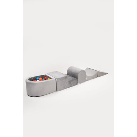 Piankowy plac zabaw + mały basen - szary + 80 piłek KOLOROWE