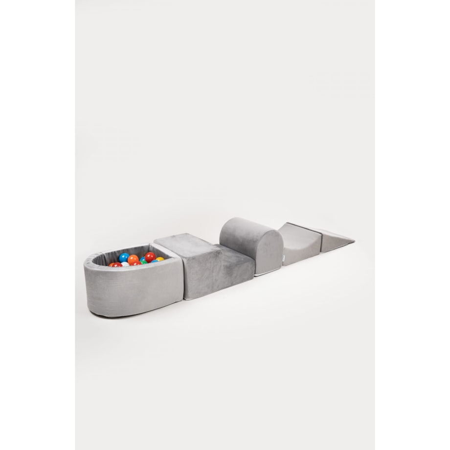 Piankowy plac zabaw + mały basen - szary + 80 piłek KOLOROWE