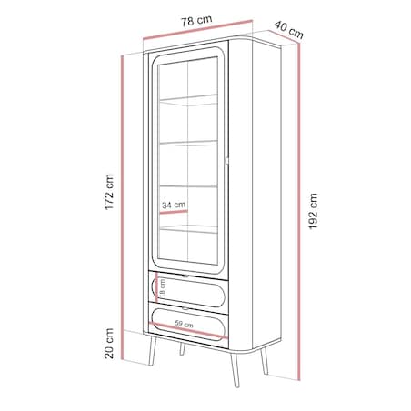 Przeszklona witryna SHADOW z półkami, czarna