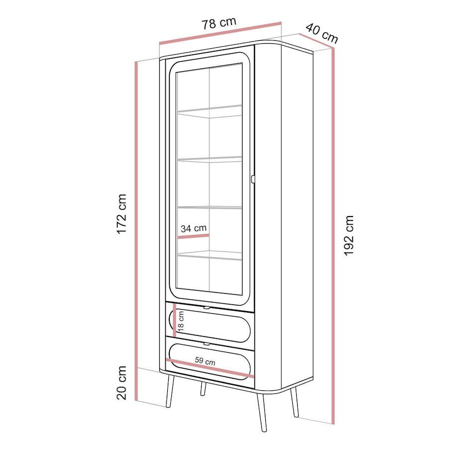 Przeszklona witryna SHADOW z półkami, czarna
