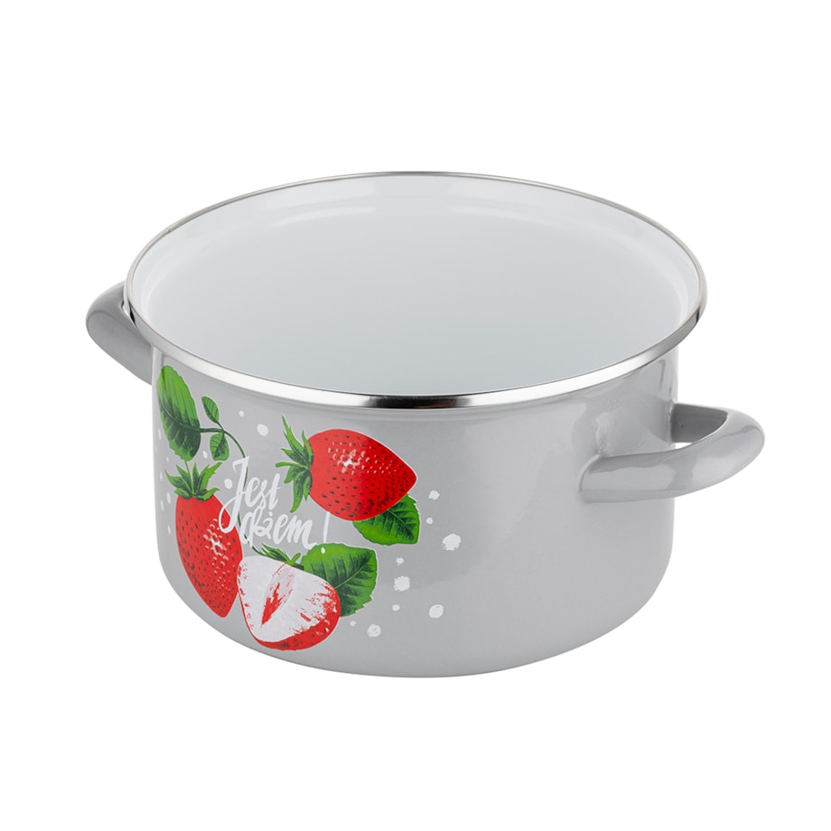 GARNEK EMALIOWANY pleszew 20cm 4,1 L kuchenny do gotowania zupa w TRUSKAWKI