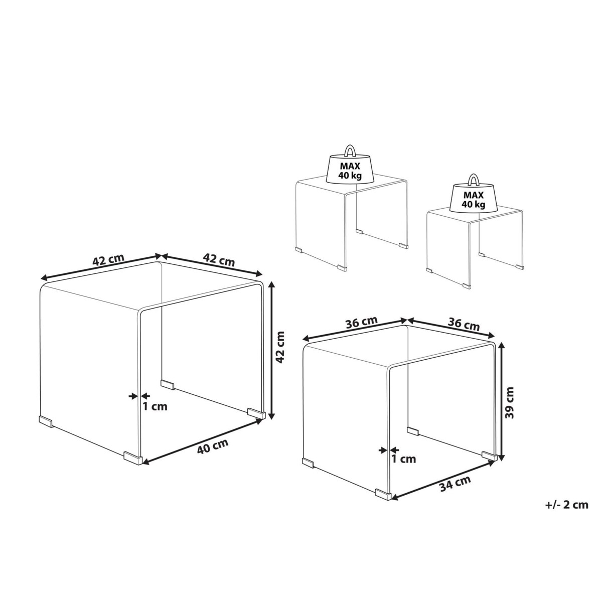 Zestaw 2 stolików pomocniczych KENDALL Szkło hartowane Niebieski