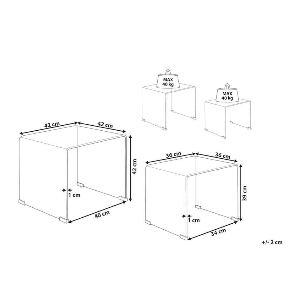 Zestaw 2 stolików pomocniczych KENDALL Szkło hartowane Niebieski