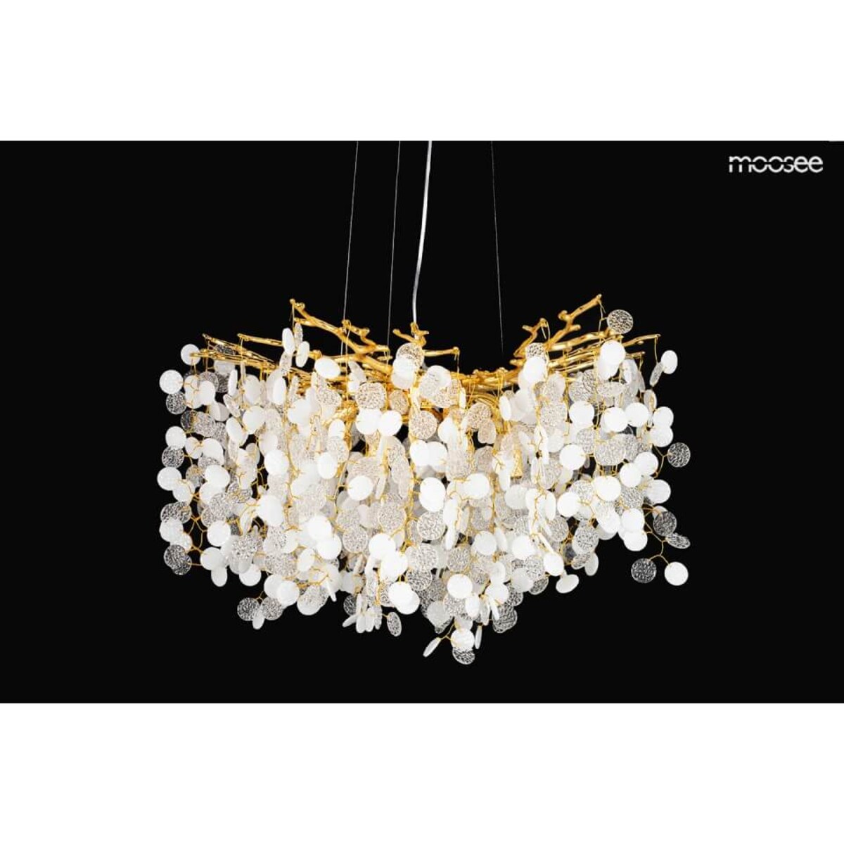 Designerska lampa wisząca Riviera MSE010100391 Moosee glamour kryształowa złota biała