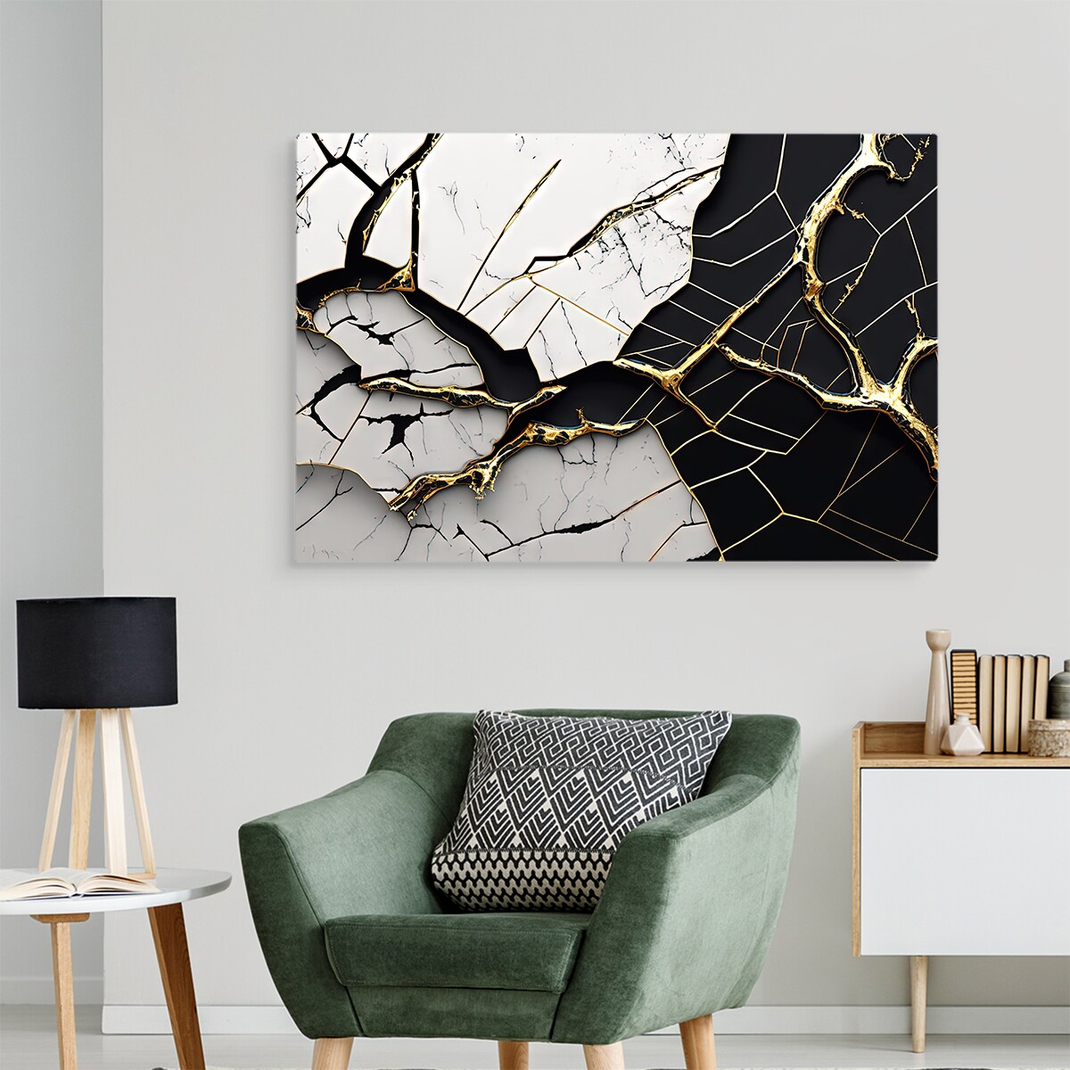 Obraz Ścienny Czarno-biały Popękany MARMUR 70x50cm