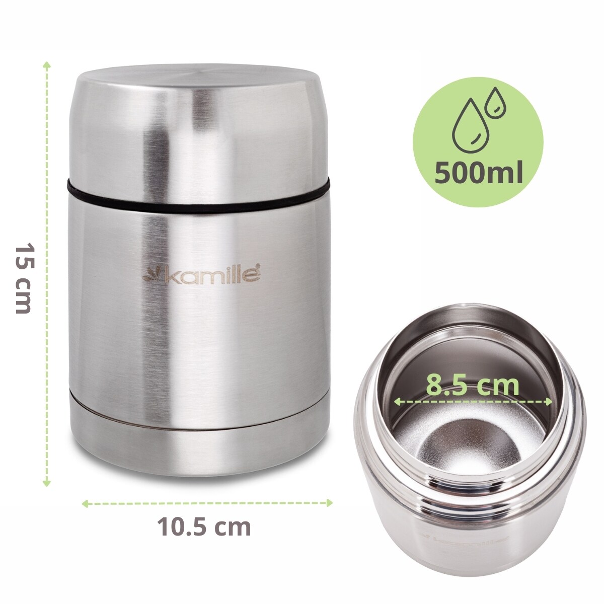 Stalowy termos obiadowy lunchbox lunch box na zupę obiad 0.5L KAMILLE
