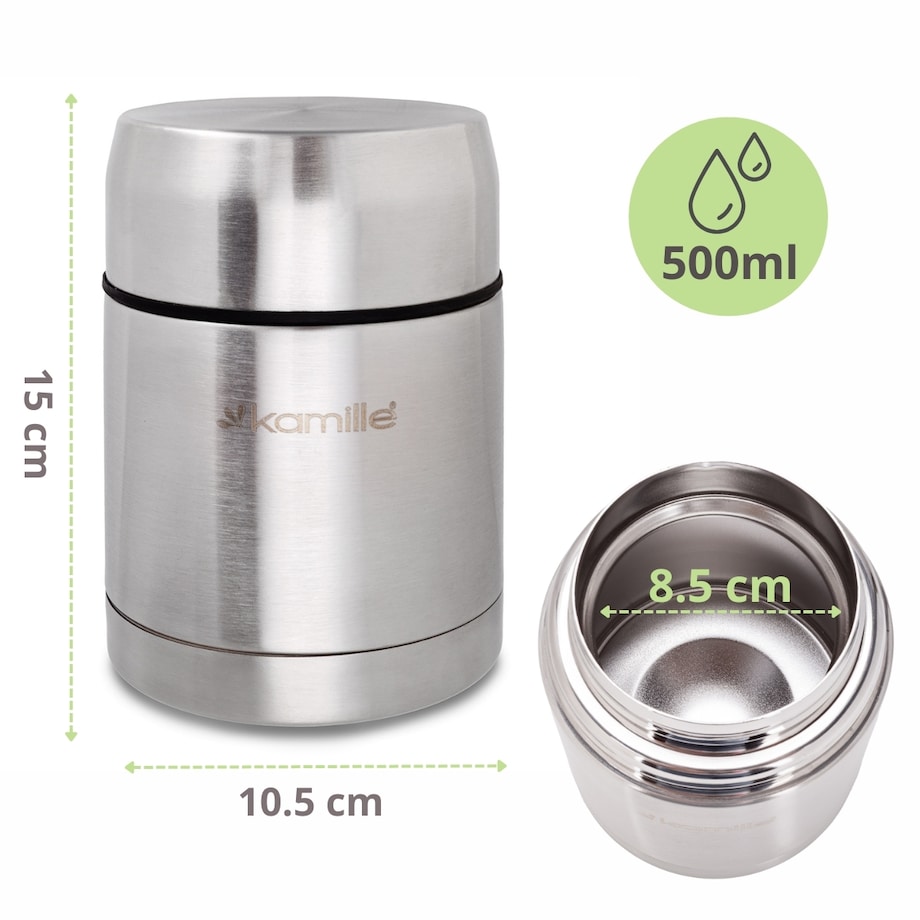Stalowy termos obiadowy lunchbox lunch box na zupę obiad 0.5L KAMILLE