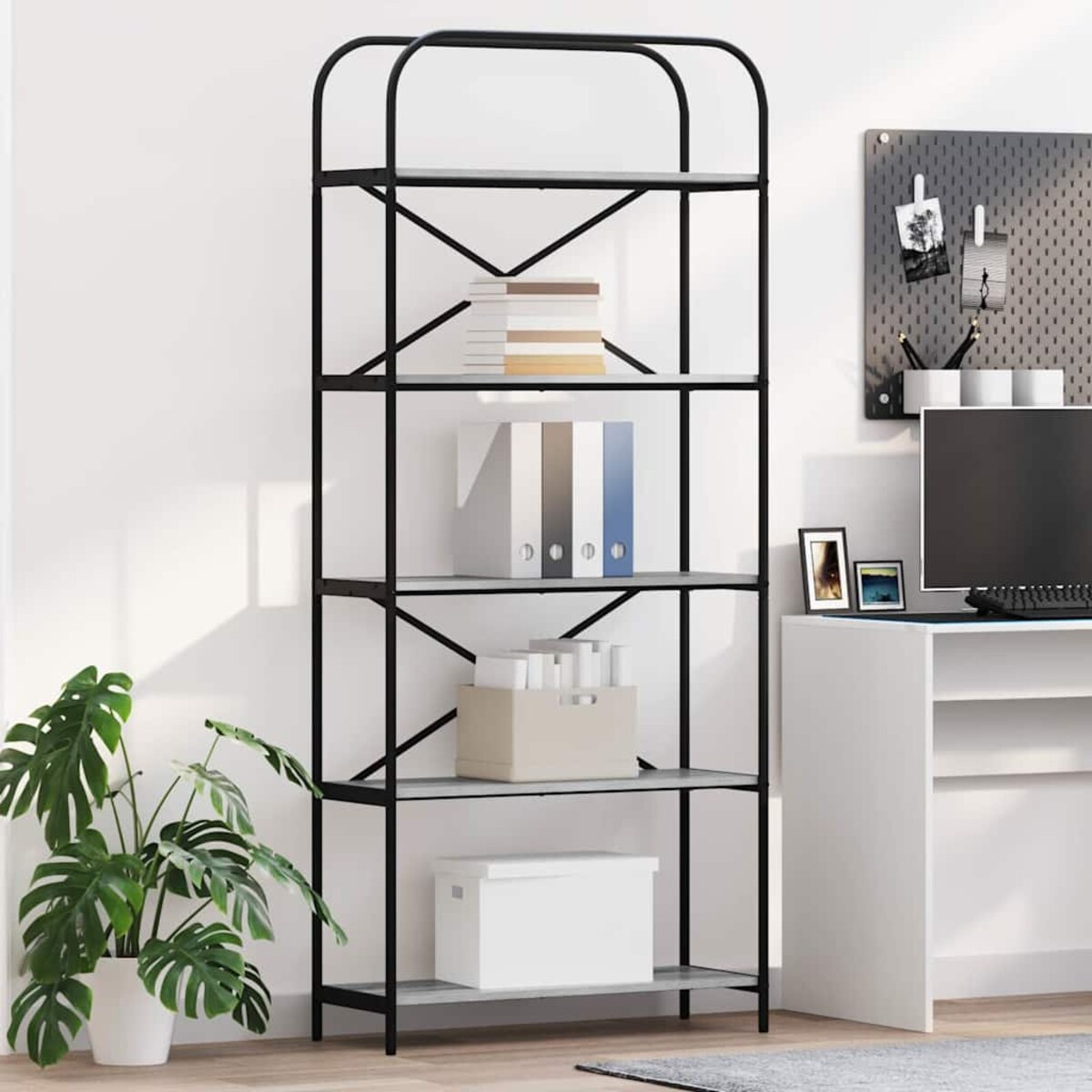 vidaXL Półka na książki Szary dąb sonoma 80 x 30 x 183 cm