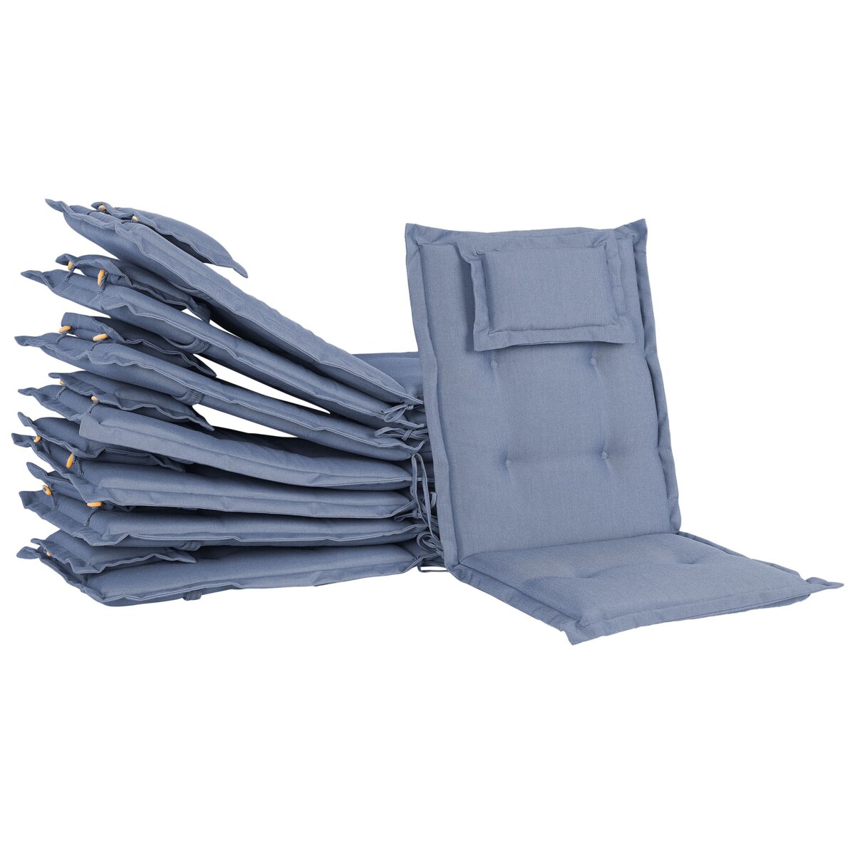 Zestaw 8 poduszek na krzesła ogrodowe niebieskie MAUI