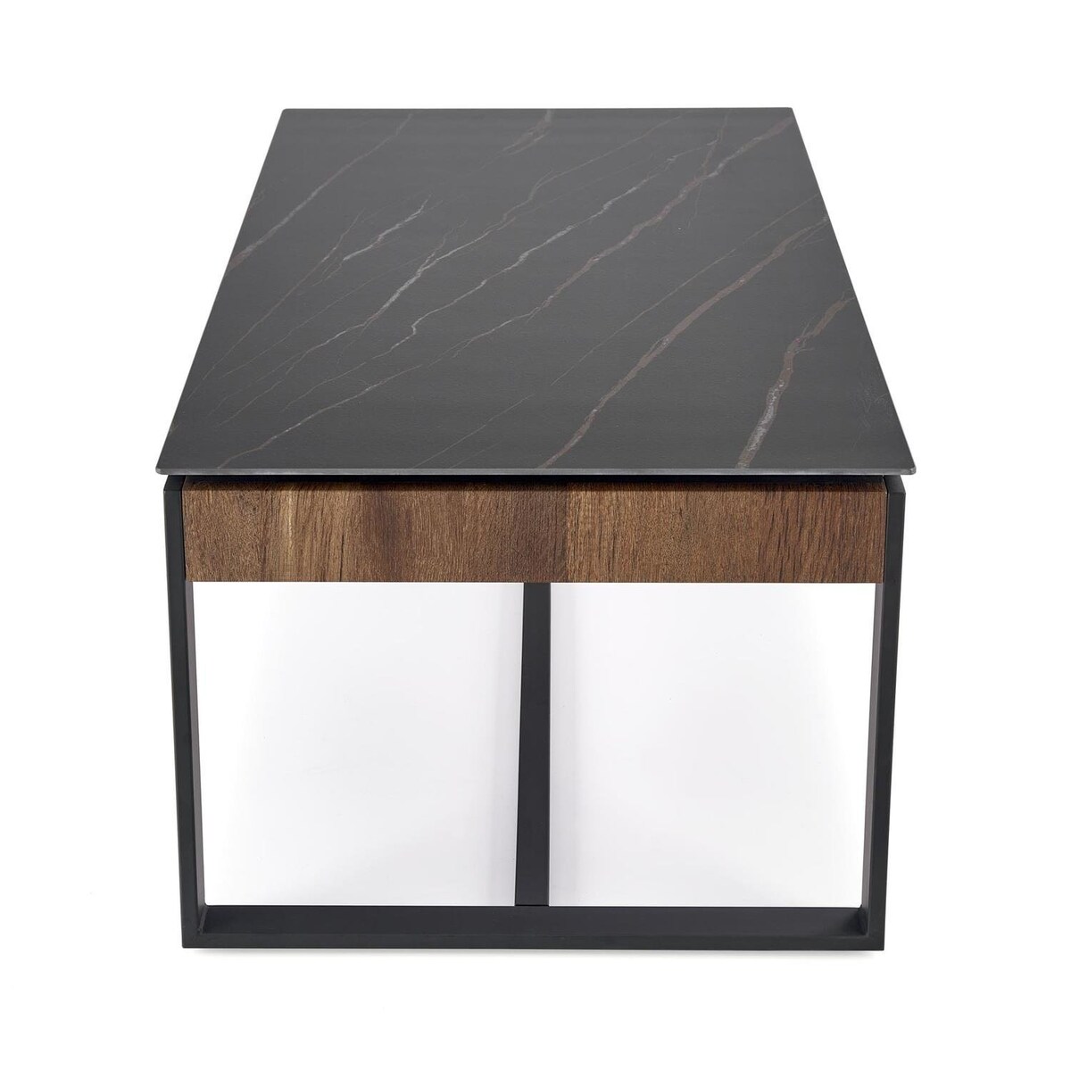 STOLIK KAWOWY Amar CZARNY MARMUR 121x61x45 cm MDF I STAL