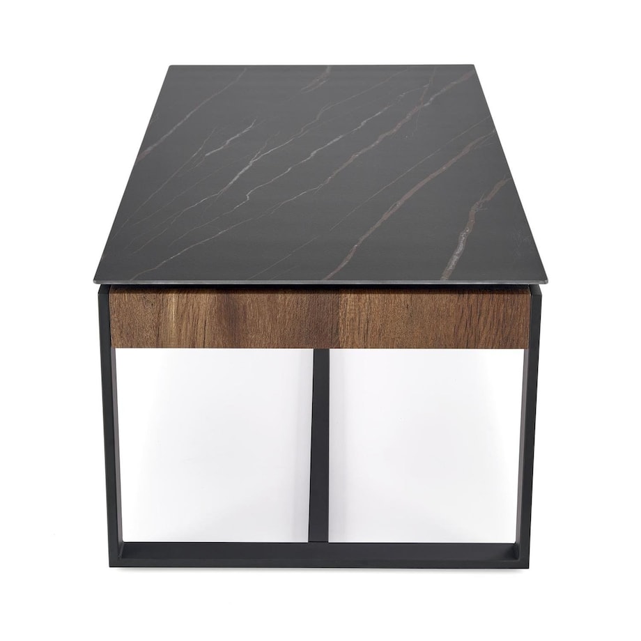 STOLIK KAWOWY Amar CZARNY MARMUR 121x61x45 cm MDF I STAL
