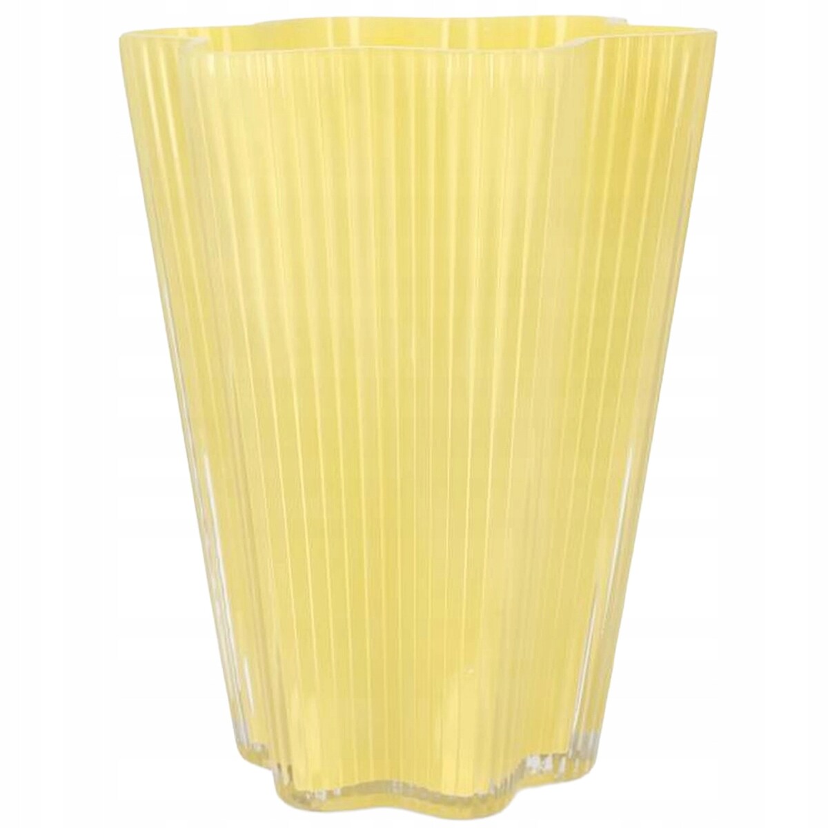 WAZON SZKLANY 20cm ŻÓŁTY NA KWIATY BUKIET RÓŻE DO SALONU DOMU BOHO RETRO