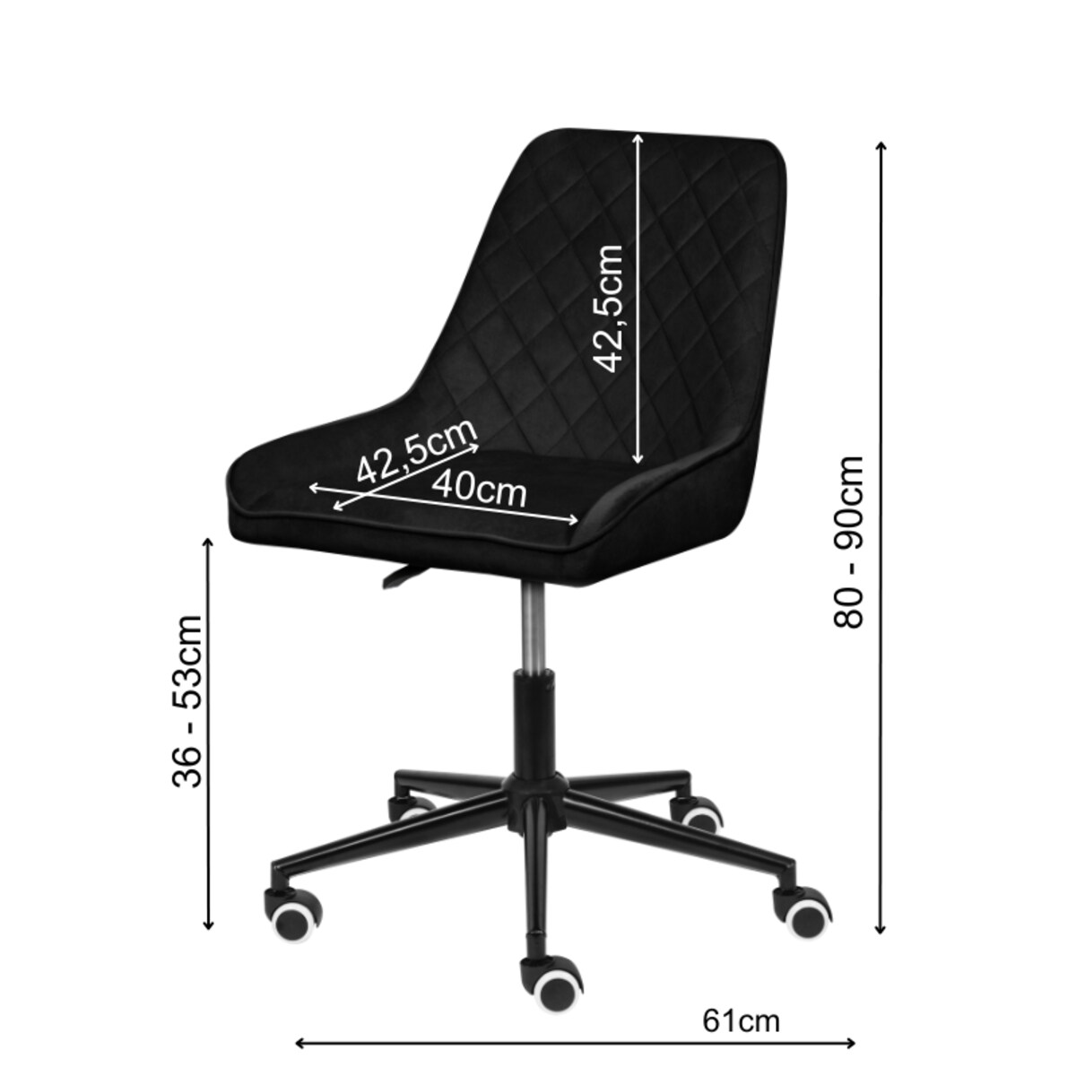 Fotel biurowy krzesło obrotowe regulowane czarne do biurka