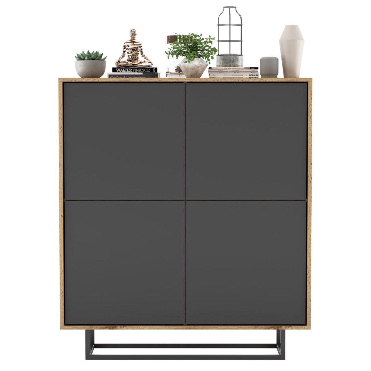 Komoda Loft Szafka RTV Loft Dąb Wotan Grafit MAT 113 cm