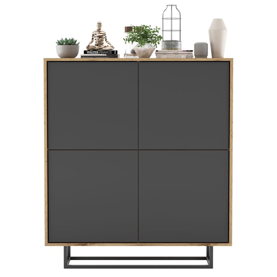 Komoda Loft Szafka RTV Loft Dąb Wotan Grafit MAT 113 cm