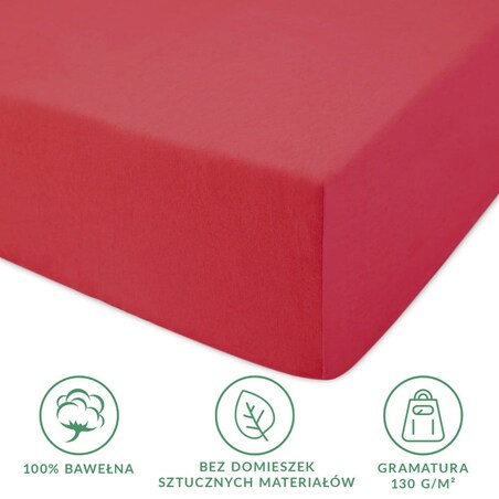 Prześcieradło jersey z gumką 40x90 kolor Koral