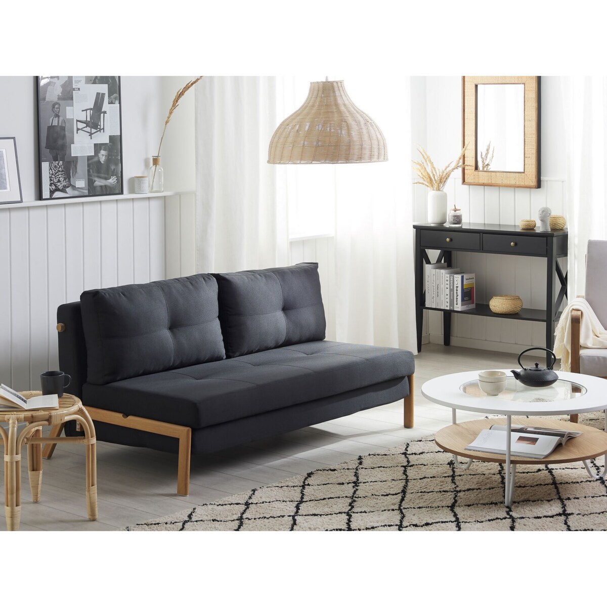 Sofa rozkładana czarna EDLAND