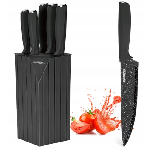 Zestaw Komplet Noży Kuchennych Marmurkowe W Bloku 6 El. Ostre Premium