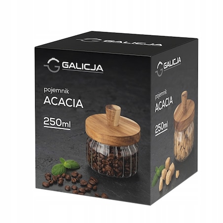 POJEMNIK 250 ml kuchenny na cukier cukierniczka przyprawy żywność akacjowy