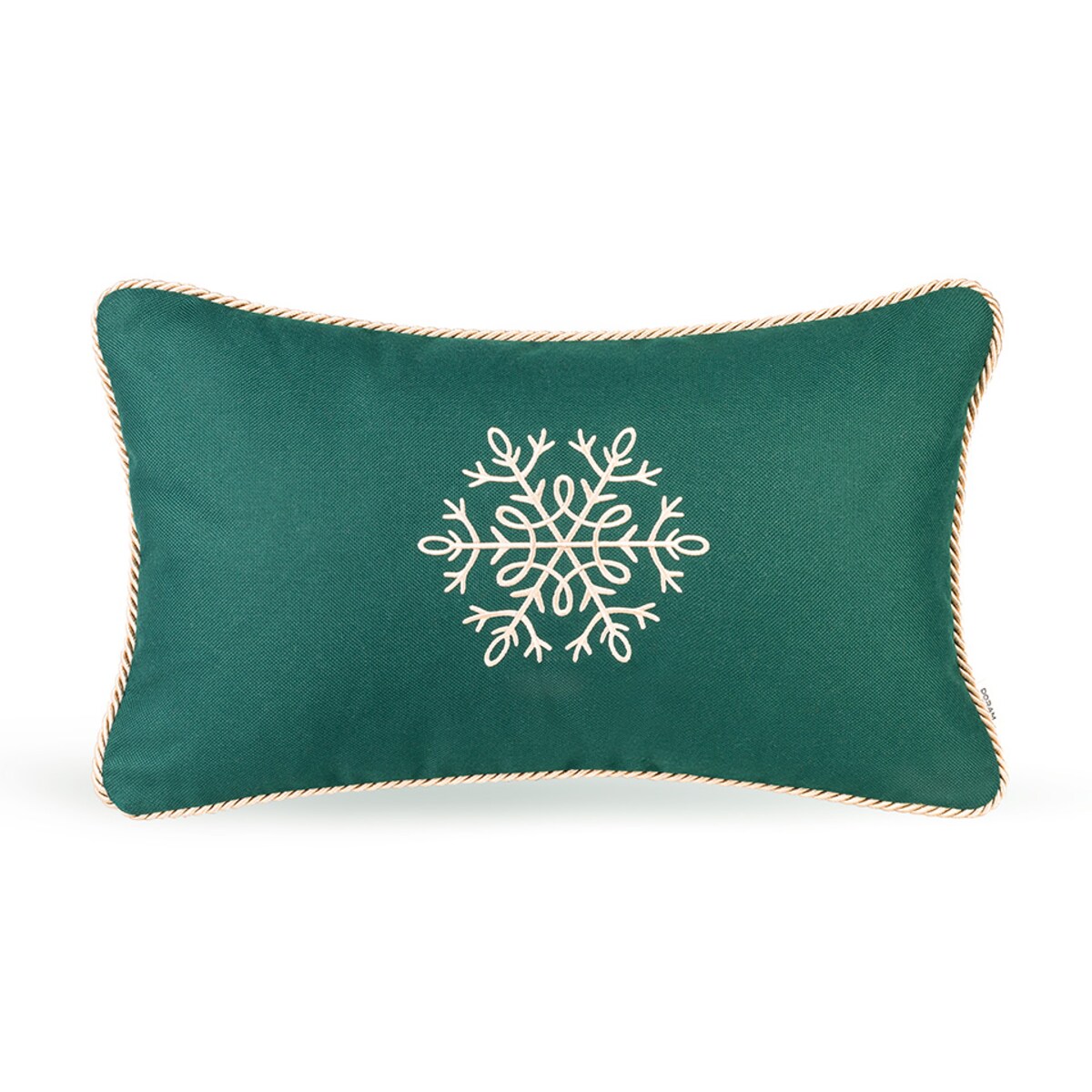 Zielona poduszka zimowa Snowflake II 50 x 30 cm