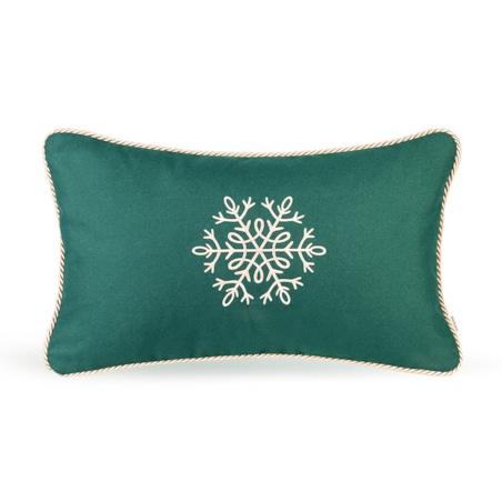 Zielona poduszka zimowa Snowflake II 50 x 30 cm