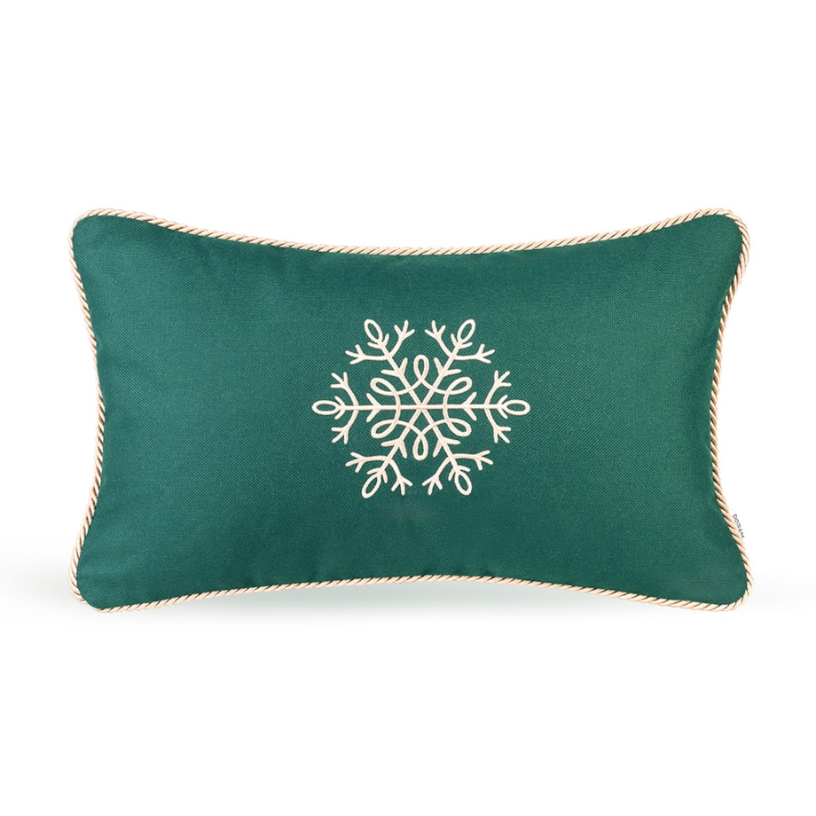 Zielona poduszka zimowa Snowflake II 50 x 30 cm