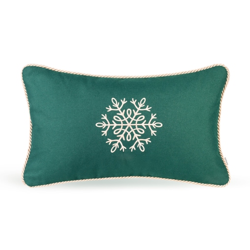 Zielona poduszka zimowa Snowflake II 50 x 30 cm