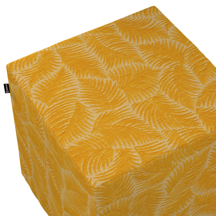 Pufa kostka, miodowe liście paproci na beżowym tle, 40 x 40 x 40 cm, Cosy Home