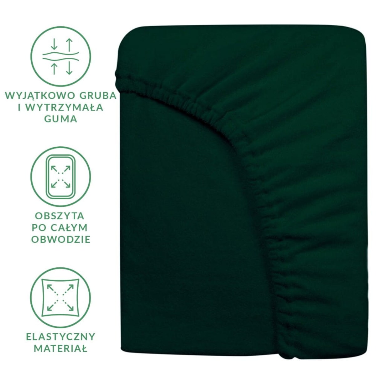 Prześcieradło frotte z gumką 140x200 kolor zieleń butelkowa PREMIUM