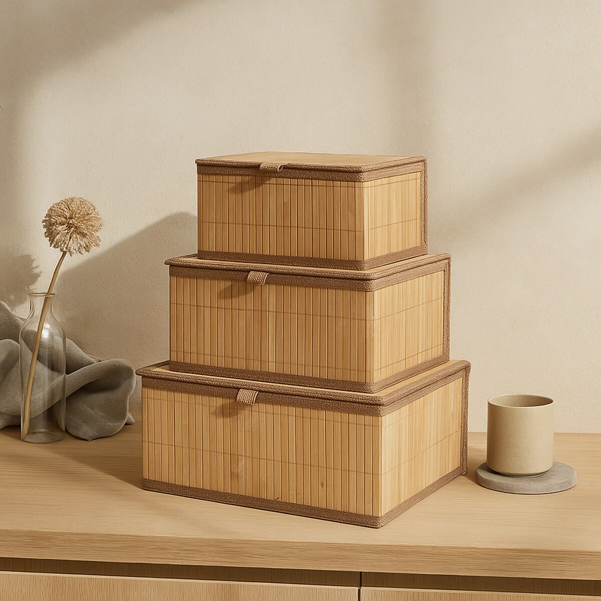 Zestaw zamykanych koszyków w trzech rozmiarach TILVA