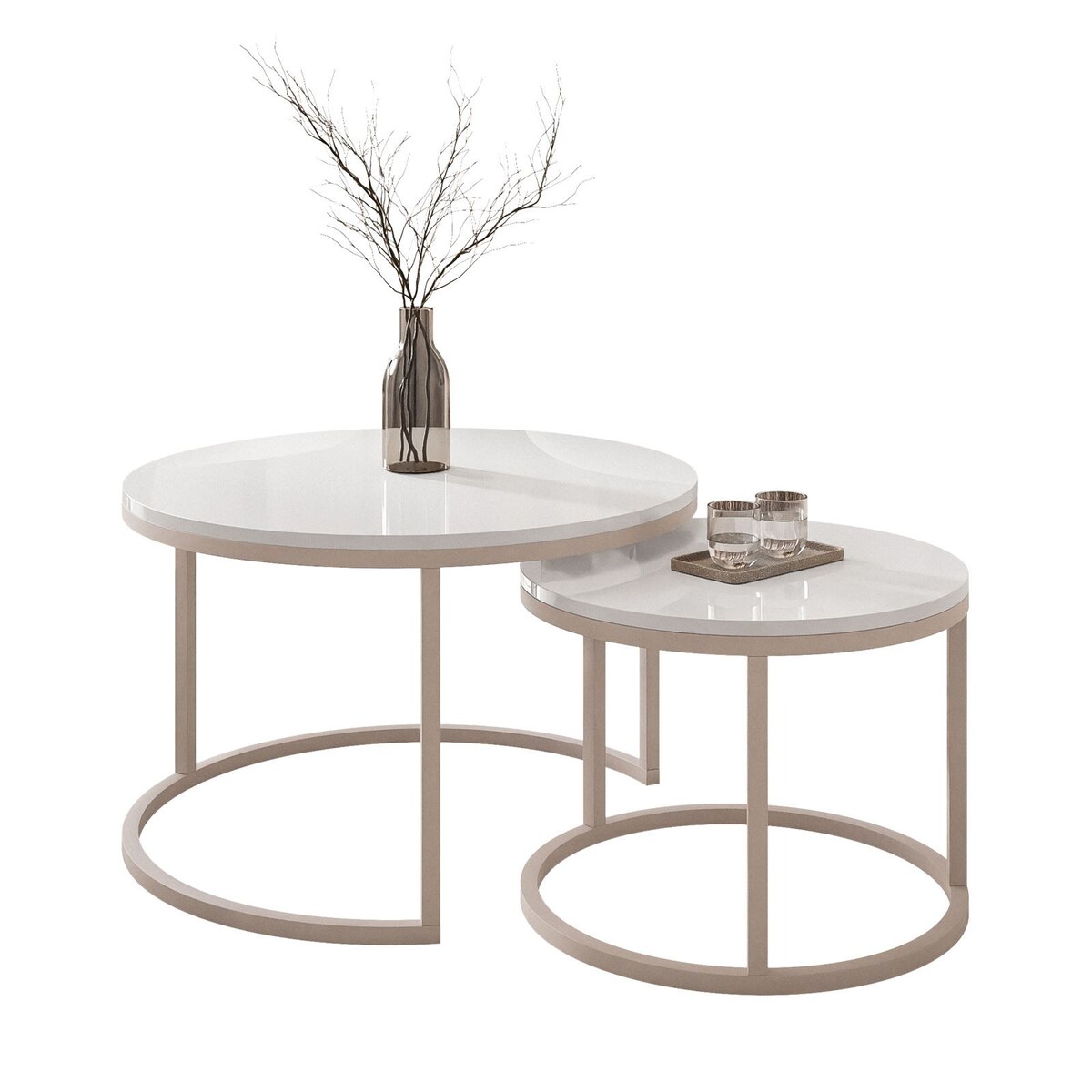 Stolik CIRI 2w1 kaszmir biały połysk