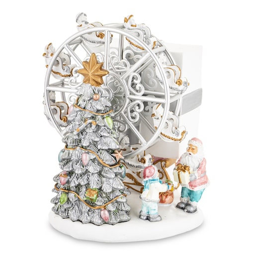 Dekoracja z pozytywką - scenka przy choince 14x12x12 cm