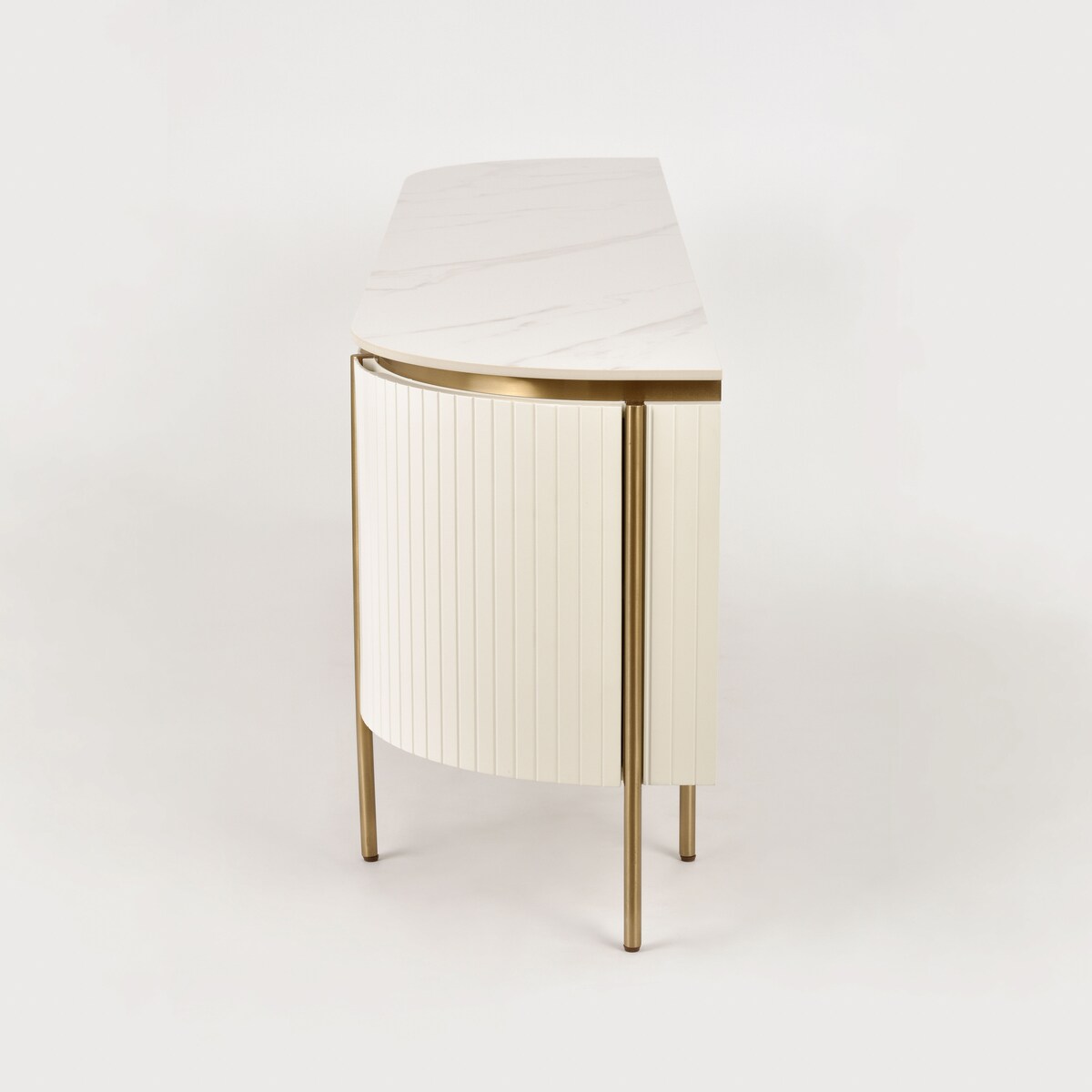 Ryflowana szafka RTV złota kremowa Bueno Glamour Premium 200x40x60