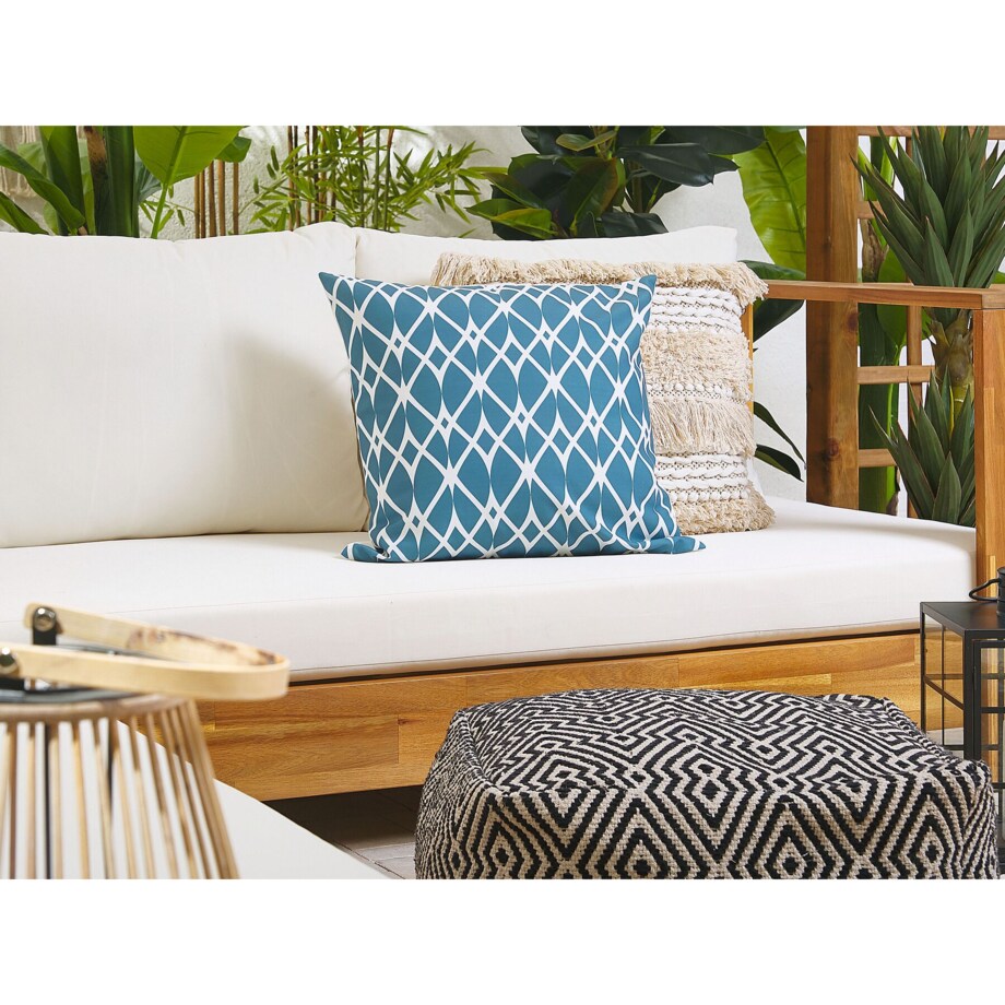 2 poduszki ogrodowe w geometryczny wzór 45 x 45 cm niebieskie ANAGNI