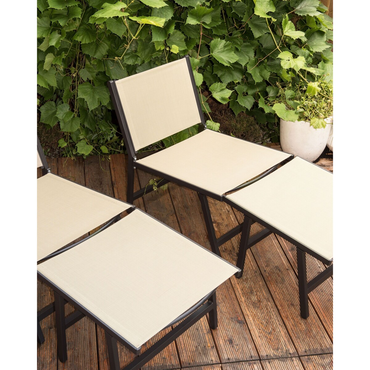 Krzesło z podnóżkiem Beżowo-czarny MARCEDDI