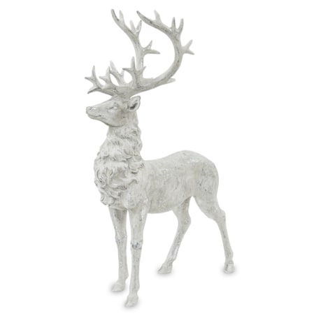 Dekoracja - figurka stojącego białego jelenia 52x15x30 cm KARGU