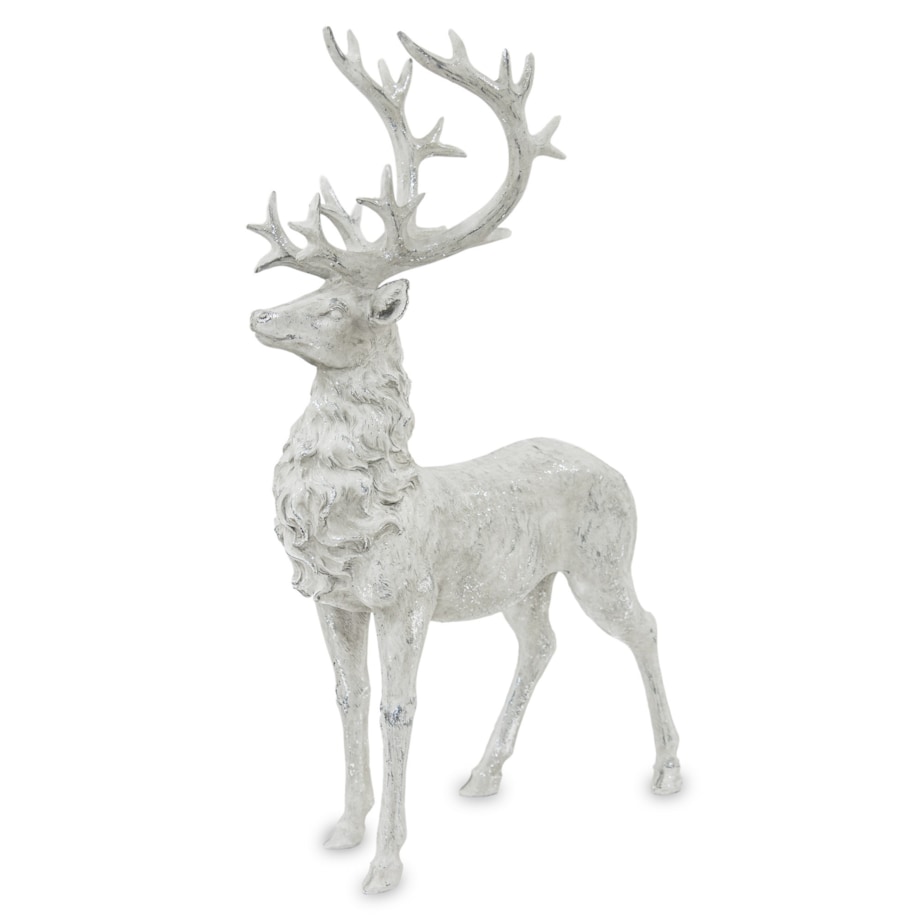 Dekoracja - figurka stojącego białego jelenia 52x15x30 cm KARGU