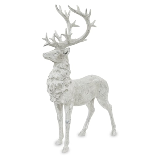 Dekoracja - figurka stojącego białego jelenia 52x15x30 cm KARGU