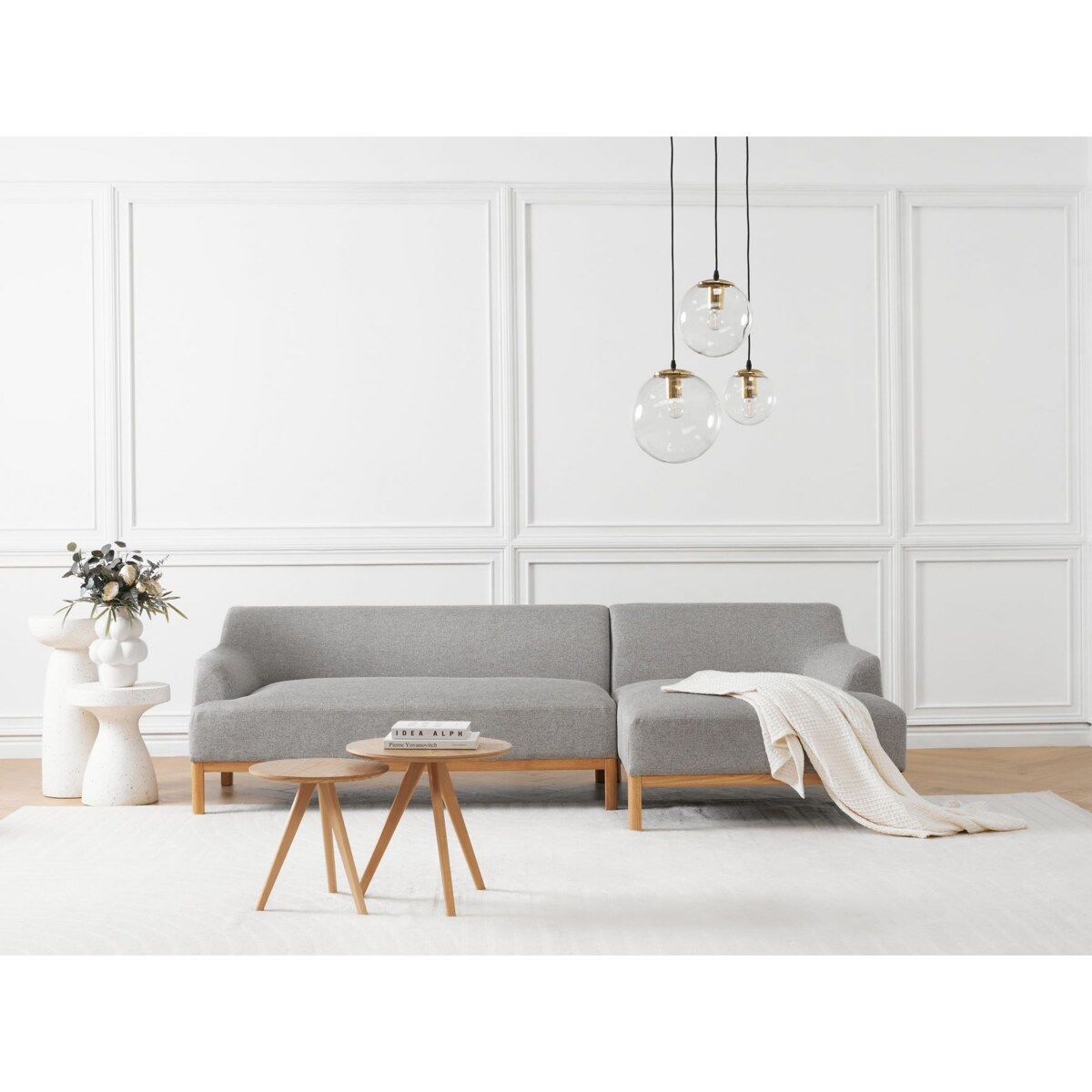 Sofa narożna lewostronna SOSJO Szary Tkanina