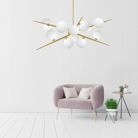 Lampa Wisząca Sufitowa Złota Szklane Kule 12 G9