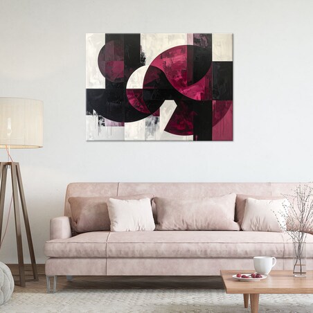 Obraz do salonu biura kuchni, Abstrakcyjne koła kształty kolor burgundowy