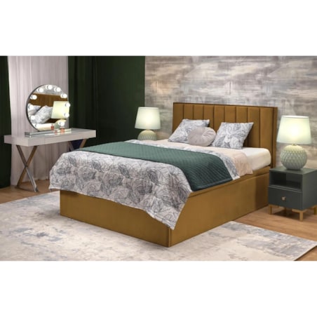 Łóżko kontynentalne ASENTO 160x200 musztardowe