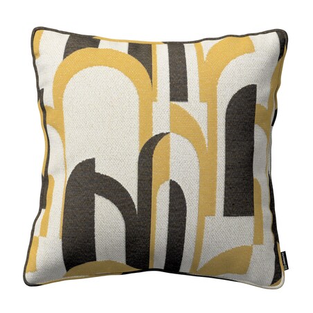 Poszewka Gabi na poduszkę 45x45 czarno-żółte wzory na kremowym tle