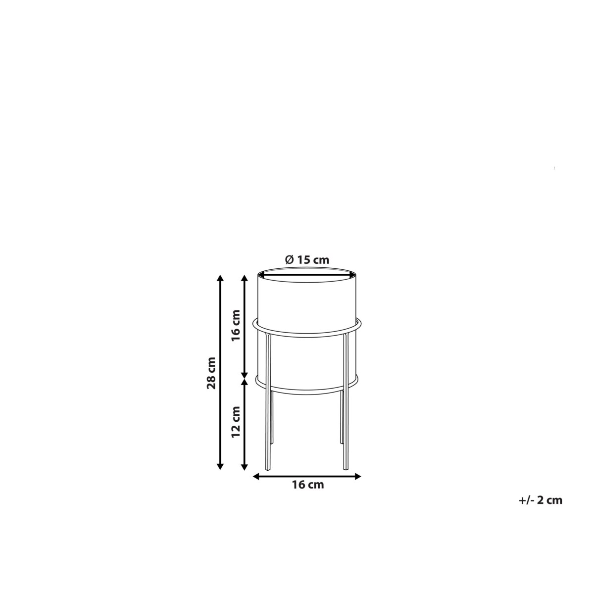 Doniczka na stojaku metalowa 16 x 16 x 28 cm czarna MILEA