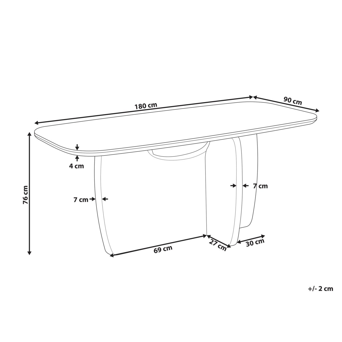 Stół do jadalni TRAVERS Efekt trawertynu 180 cm 90 cm