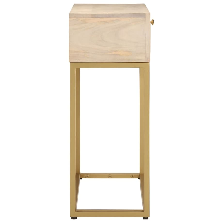 vidaXL Stolik konsolowy, 90x30x76 cm, lite drewno mango i żelazo