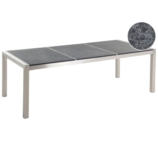 Stół ogrodowy granit palony dzielony blat 220 x 100 cm czarny GROSSETO