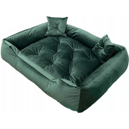 Legowisko Dla Psa Kanapa Posłanie Welurowe 120X90 Cm Pikowane Prestiżowe Zielone