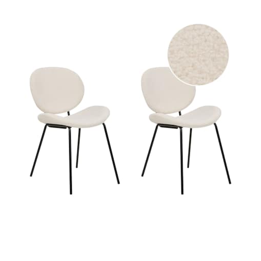 Zestaw 2 krzeseł do jadalni boucle biały LUANA