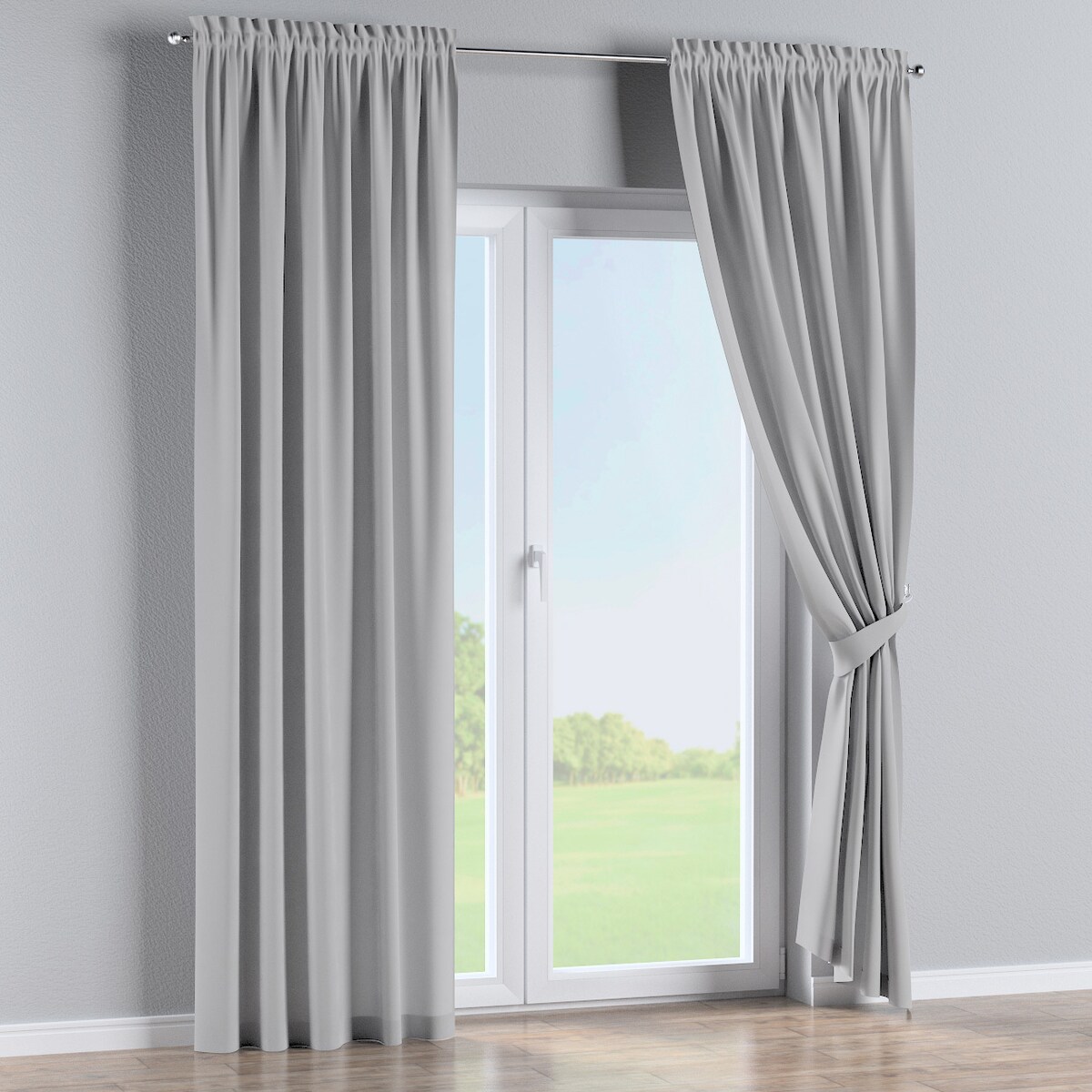 Zasłona na kanale z grzywką 1 szt. 130x245 srebrny